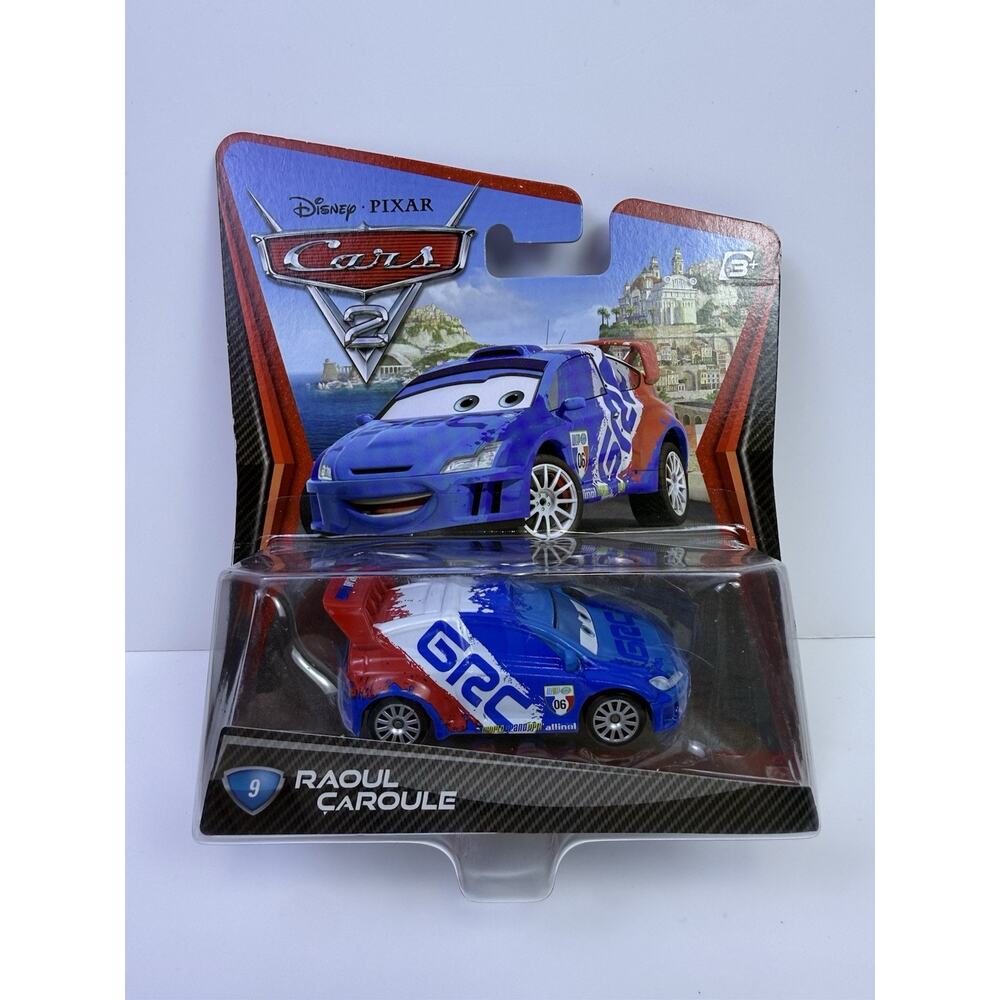 NIB Disney Pixar Cars 2 #9 Raoul Caroule 1:55 Diecast Car Mattel 2010